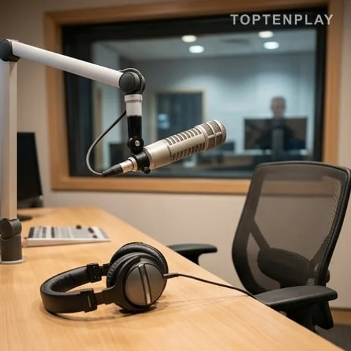 Micro et casque dans un studio radio