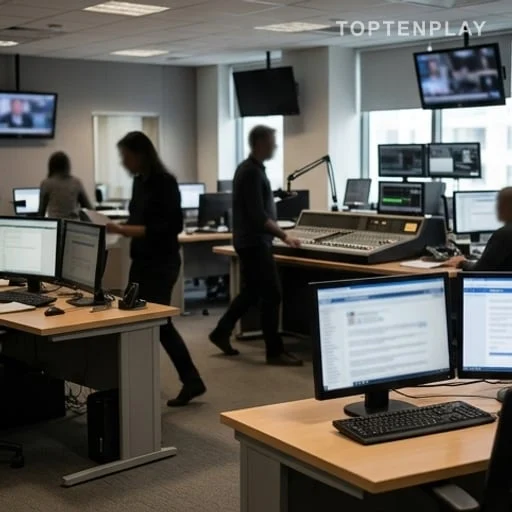 Équipe radio anonyme en pleine préparation