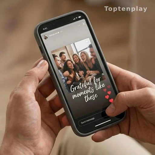 Story Instagram avec message de soutien et émojis cœur rouge