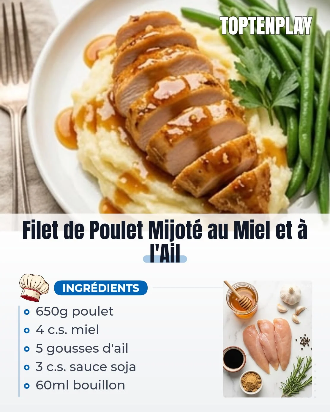 Filet de Poulet Mijoté au Miel et à l&rsquo;Ail