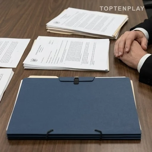 Dossier de justice posé sur un bureau