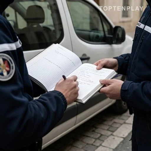 Gendarmes enquêtant dans une affaire de justice