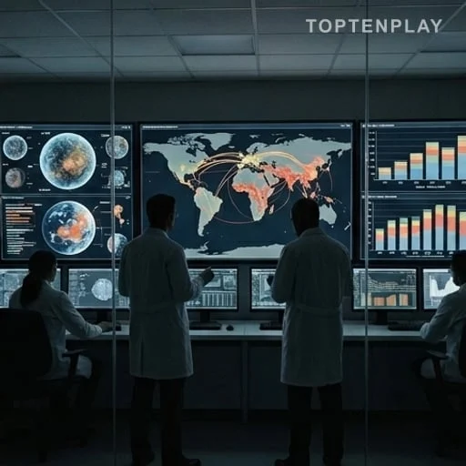 Silhouettes analysant des scénarios scientifiques futurs