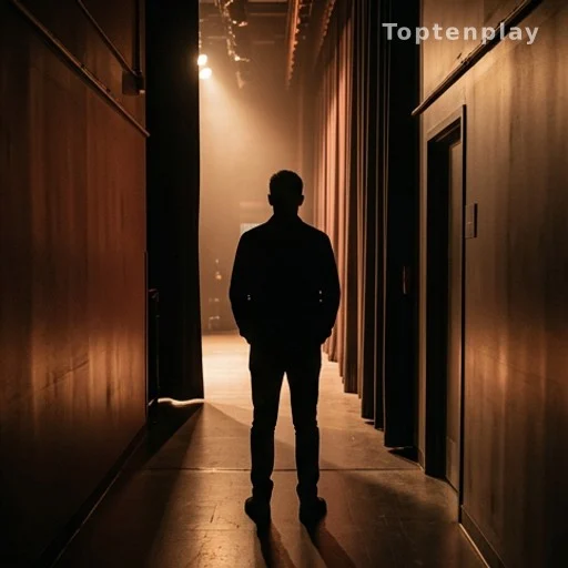 Silhouette d'artiste en coulisses d'une salle de spectacle, combat contre la maladie
