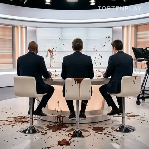 Plateau télé éclaboussé après un prank de fin