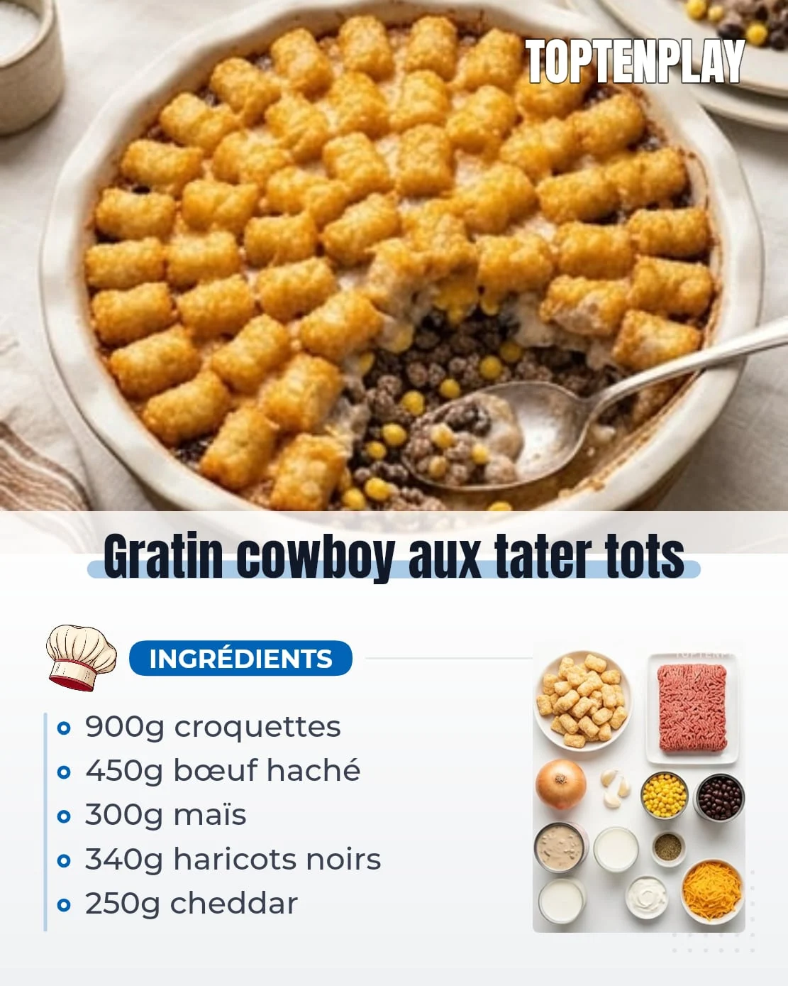 Gratin cowboy aux tater tots