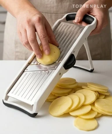 Coupe les pommes de terre assez finement
