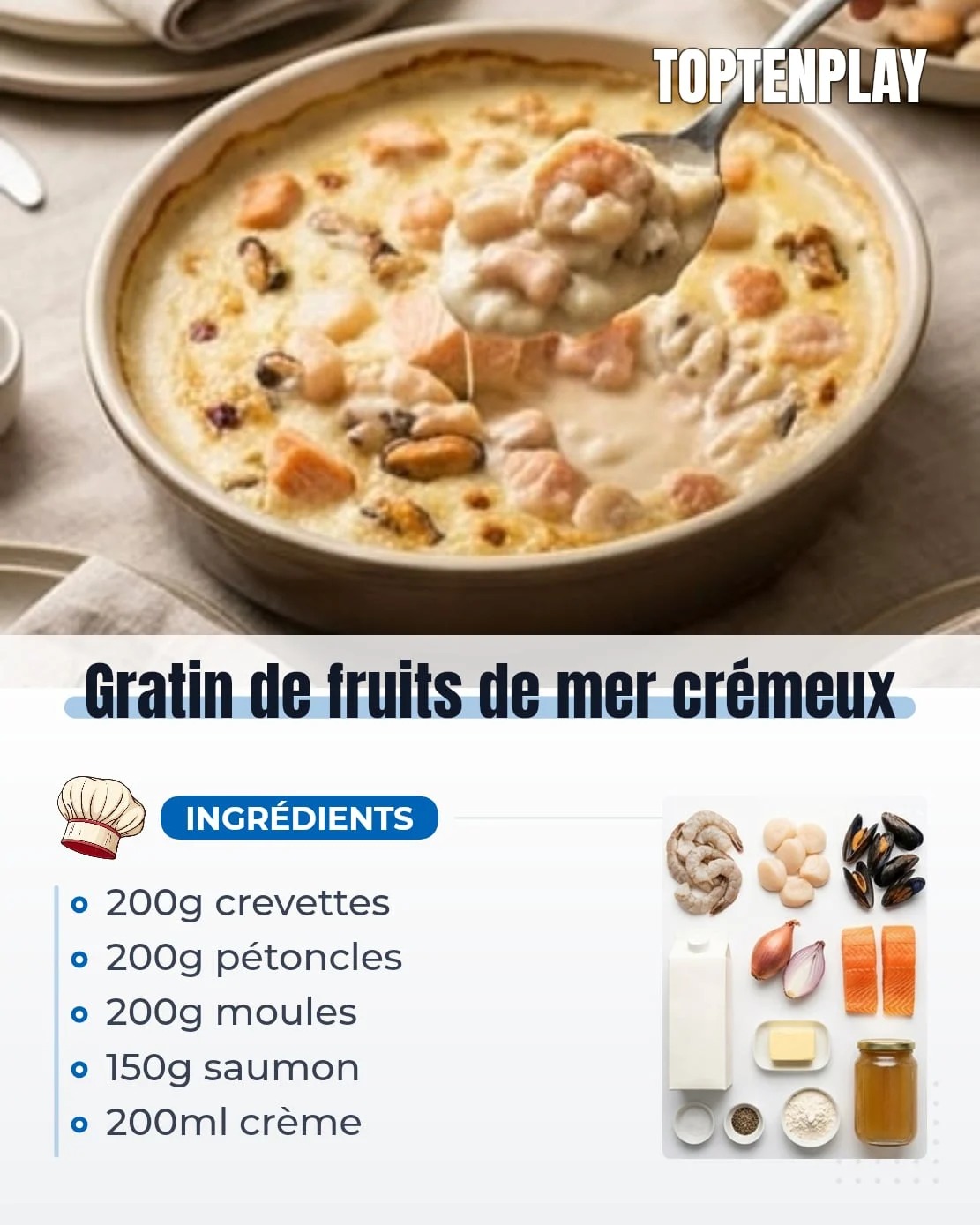 Gratin de fruits de mer crémeux