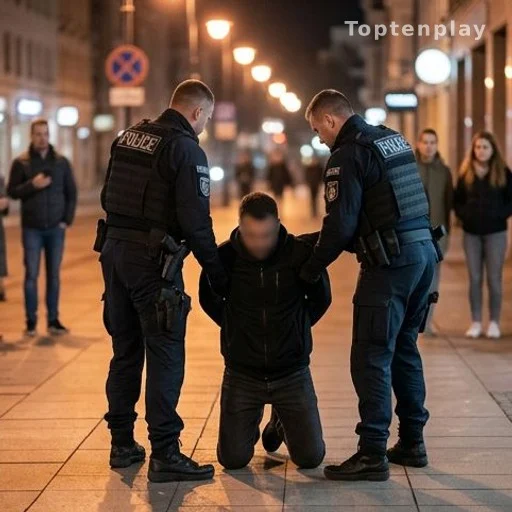 Interpellation par des policiers de nuit sur un trottoir urbain, violences conjugales