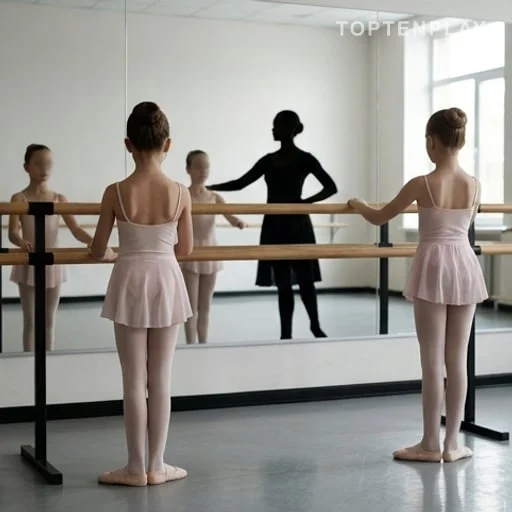 Danseuses anonymes à la barre en studio
