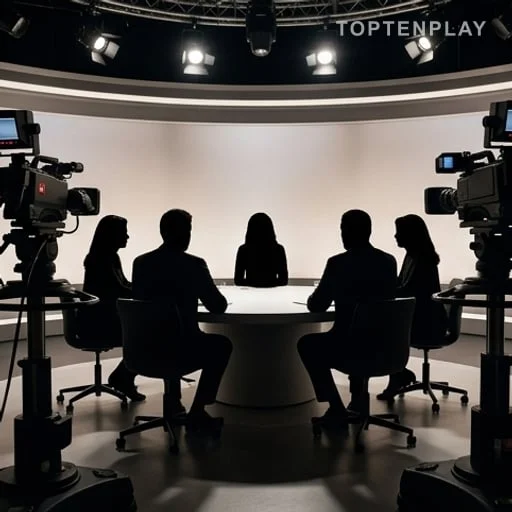 Table d’émission télé avec chroniqueurs anonymes