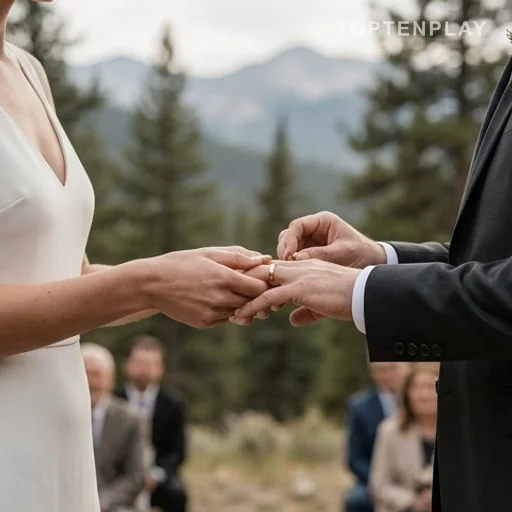 Échange d’alliances lors d’un mariage intime au Montana