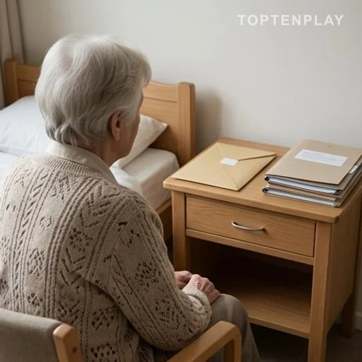 Femme âgée devant des documents de succession