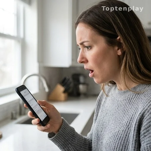 Femme découvrant une facture inattendue sur son téléphone le matin