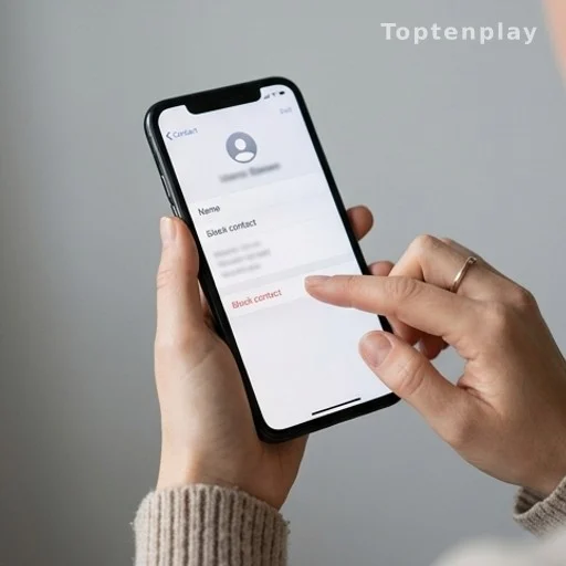 Main tenant un téléphone pour bloquer un contact après un remboursement refusé