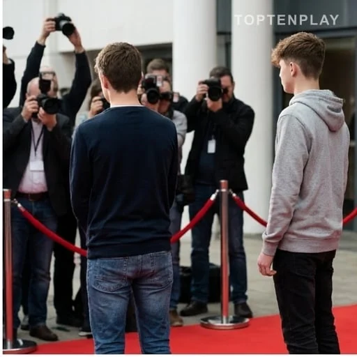 Deux adolescents anonymes près d’un photocall
