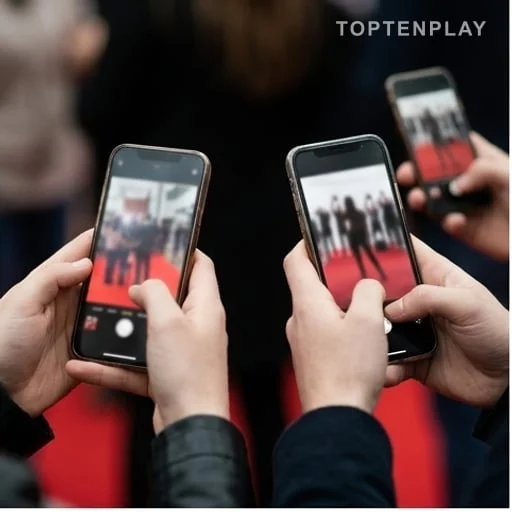 Smartphones anonymes montrant des réactions en ligne
