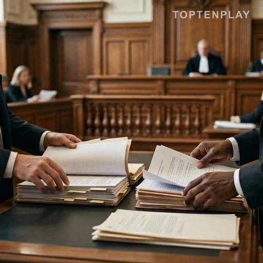 Dossiers d’avocat sur un banc de justice