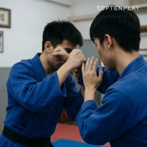 Scène d’entraînement avec une élève vêtue de bleu