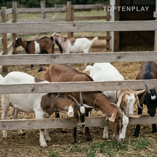 Chèvres dans un enclos agricole