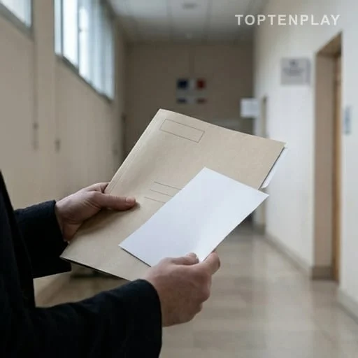 Dossier de justice tenu dans un couloir judiciaire