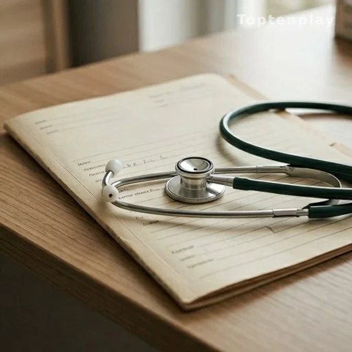Dossier médical familial et stéthoscope, évoquant le risque héréditaire du diabète de type 2