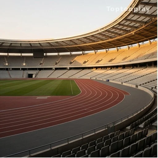Piste d'athlétisme vide dans un stade avant les Invictus Games de Birmingham