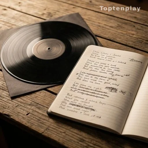 Carnet de compositions et disque vinyle, univers musical de Lady O