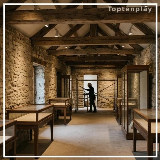 intérieur d'un bâtiment en pierre en cours de rénovation pour un projet de musée et hôtel