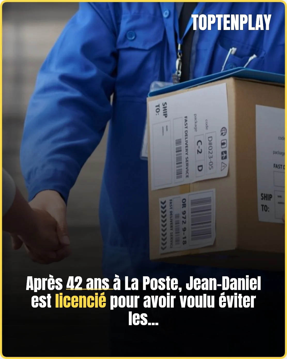 Licencié après 42 ans pour avoir monté des colis aux étages