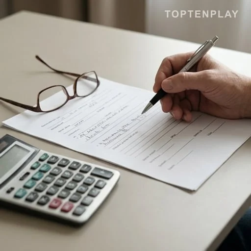 Documents de pension de retraite et calculatrice sur table