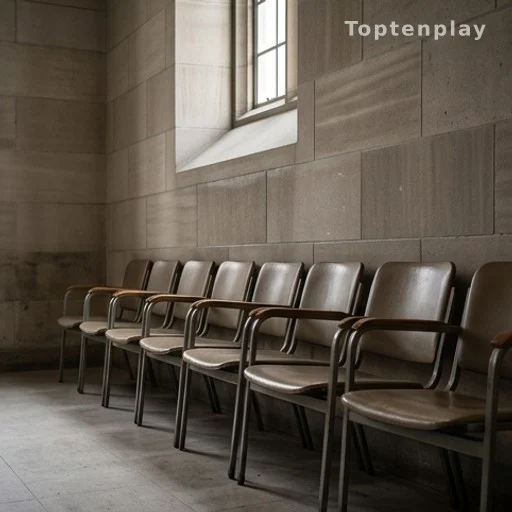 Salle d'attente d'un palais de justice, procédure judiciaire pour tentative d'assassinat