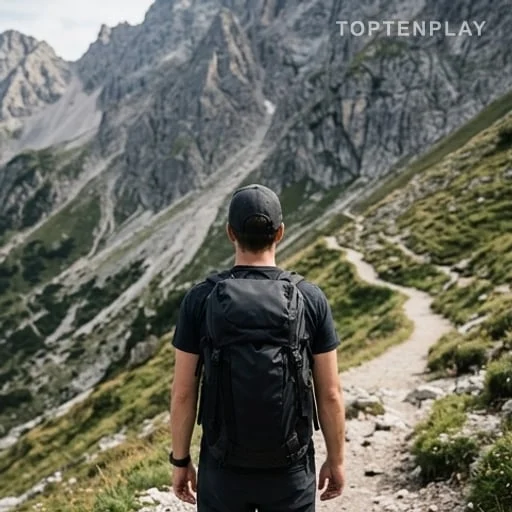 Randonneur seul au départ d’un sentier alpin