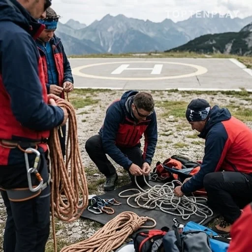 Secours en montagne préparant une recherche aérienne