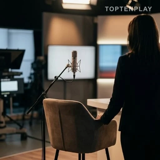 Micro de télévision pour un débat de justice