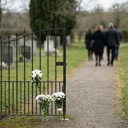 Fleurs devant un cimetière après des obsèques