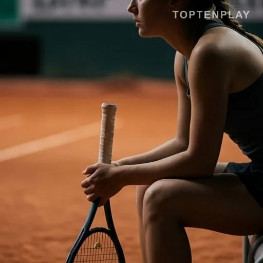 Joueuse assise après un match, santé mentale évoquée