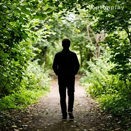 Silhouette de dos d'une personne marchant dans un parc pour protéger sa santé