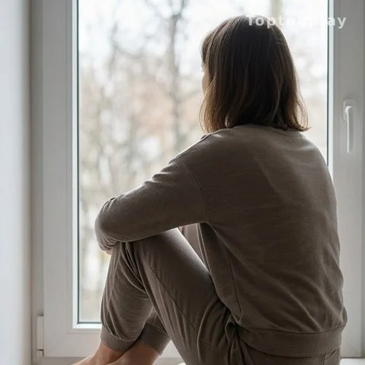 Silhouette de femme de dos près d'une fenêtre, évoquant la reconstruction après des troubles alimentaires