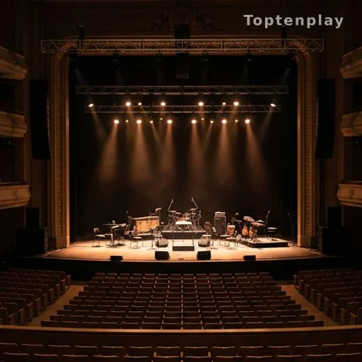 Scène de concert vide éclairée avant une tournée musicale
