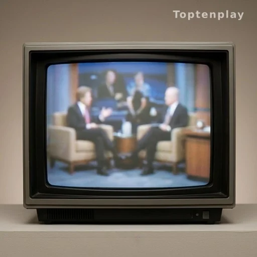 Ancien poste de télévision diffusant une émission de talk-show des années 2000