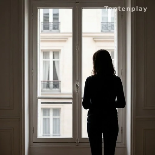 Silhouette de femme de dos près d'une fenêtre, présence familiale en période de crise