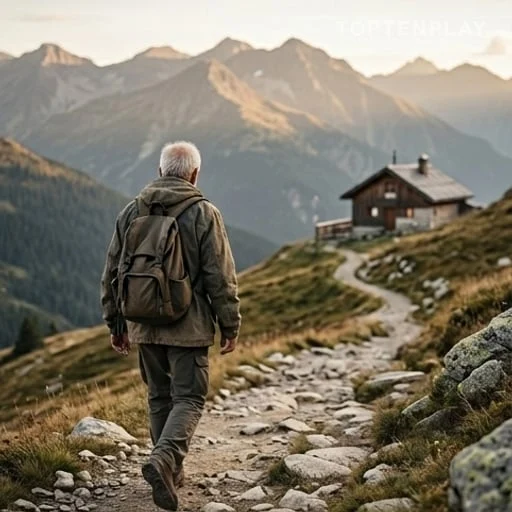 Promeneur de dos sur un sentier de montagne