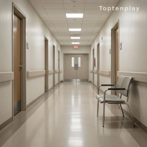 Couloir d'hôpital symbolisant les hospitalisations répétées de Laurence Chirac