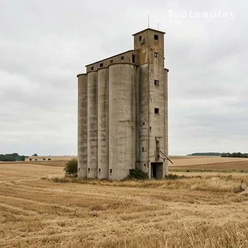 Silo à grains abandonné en milieu rural, lieu central de la découverte du corps dans le Gers
