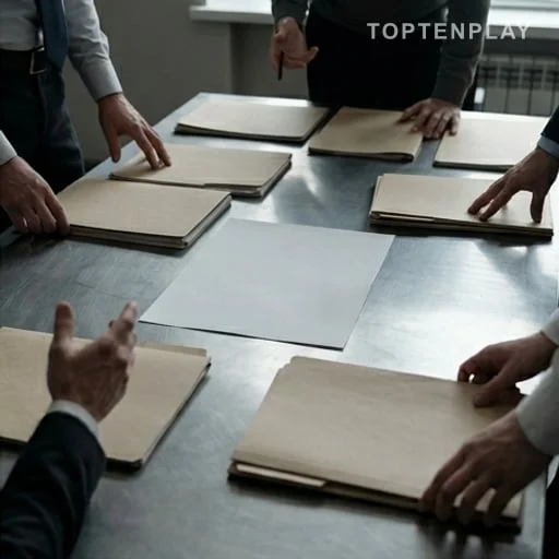 Table d’enquête avec dossiers anonymisés de justice