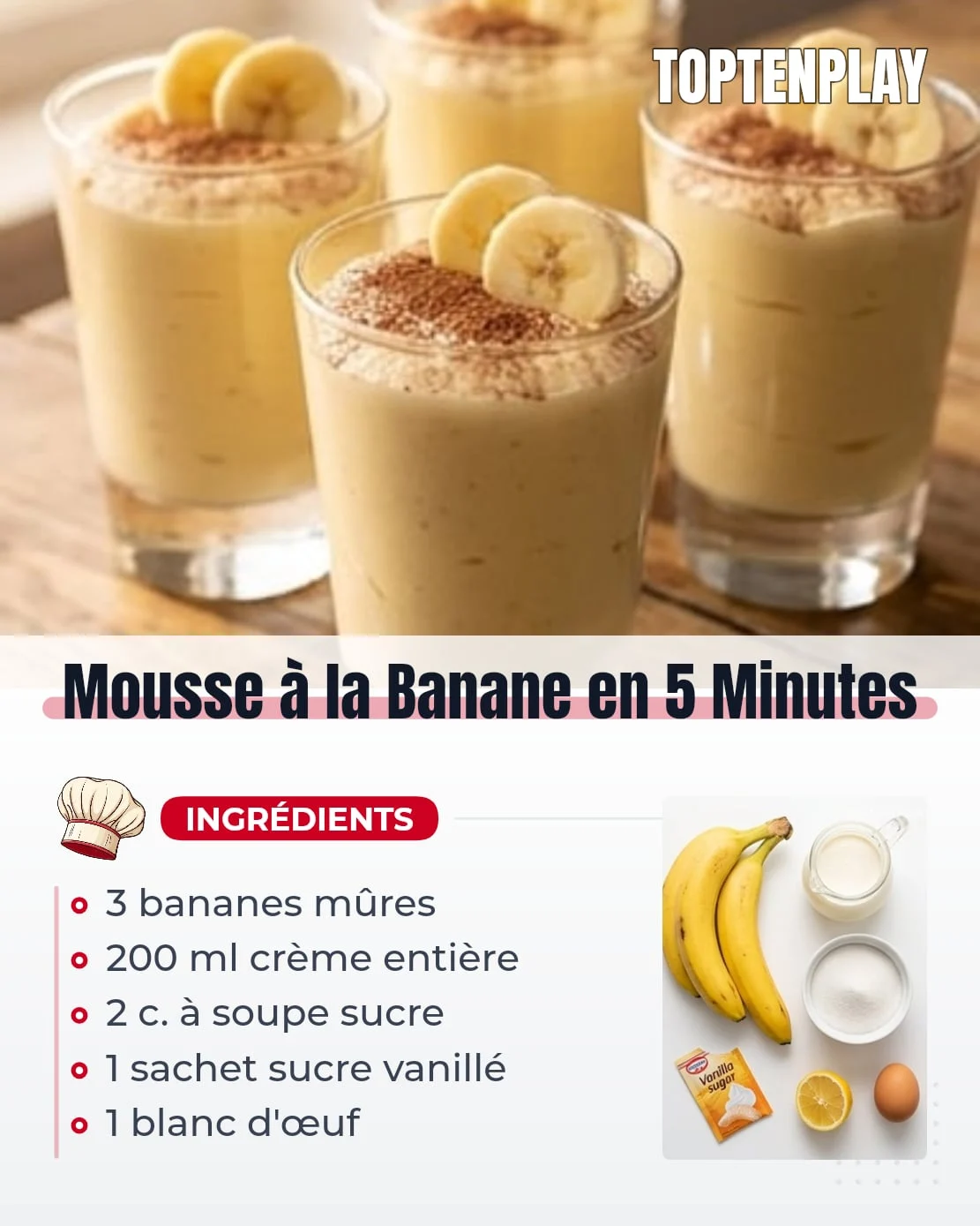 Mousse à la Banane en 5 Minutes