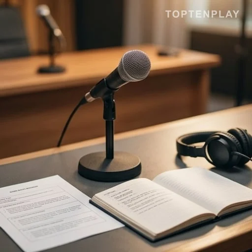 Micro d’humoriste prêt pour une émission radio