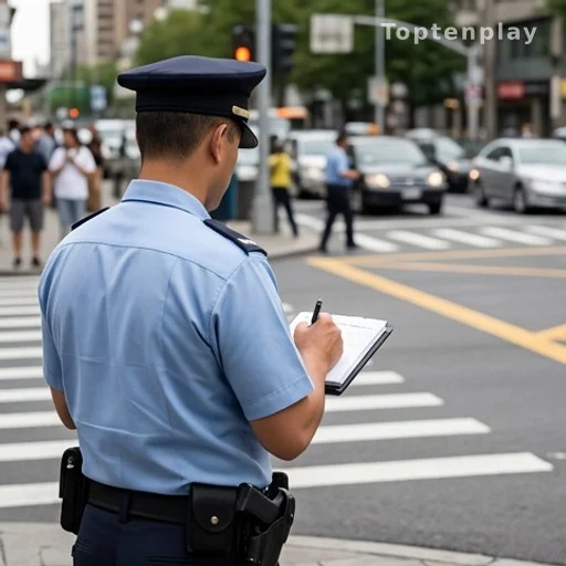Policier prenant des notes lors d'une enquête sur un accident de la route