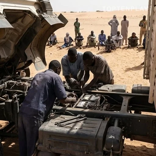 Assistance routière autour d’un camion immobilisé